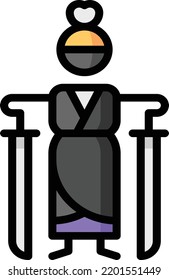 samurai isolated design element stock illustration. Vector on a white background