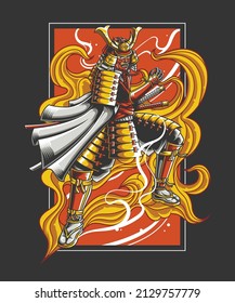 Samurai de Japón con espíritu de fuego