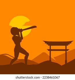 Samurai japan sword knight vector logo colorful design. Isolated background for t-shirt, poster, clothing, merch, apparel, badge design.