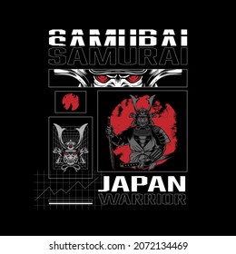 Vector de camiseta de Samurai Japan Warrior Ilustración
