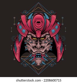 Samurai japanese character vector illustration