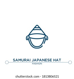 samurai japanese hat outline vector icon. simple element illustration. samurai japanese hat outline icon from editable fashion concept. can be used for web and mobile
