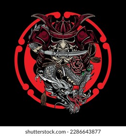 Samurai and Japanese themed illustrations