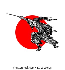 Samurai , Japanese , Vector Illustration