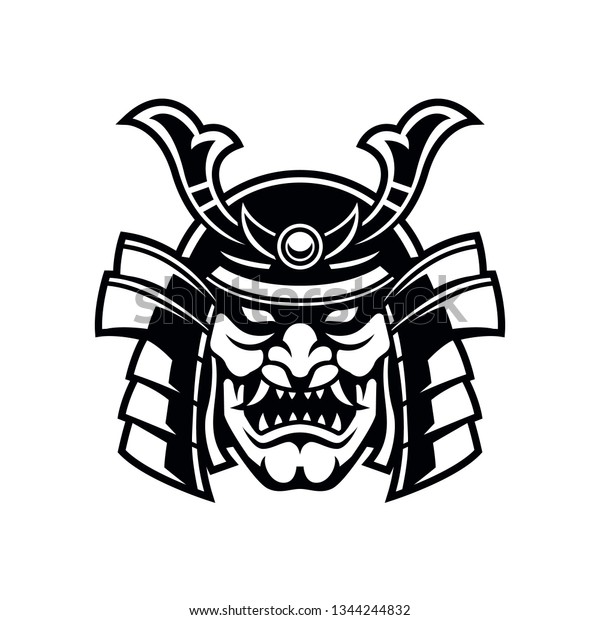 Samurai Japanese Warrior Head Vector Black Stock Vector (Royalty Free ...