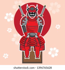 Samurai japanese Warrior Red Armor.vector
