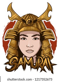 samurai japanese woman vector