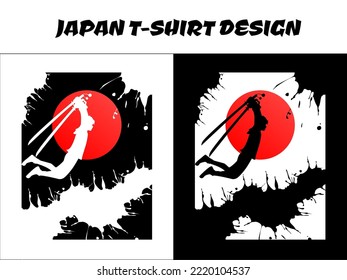 salto samurai para ataque, niño samurai, diseño de camisetas japonesas, silueta para un tema japonés, caballero, samurai macho, silueta japón samurai vector