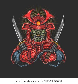 Samurai mit Katana-Vektorgrafik