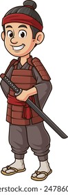 Samurai with katana vector illustration