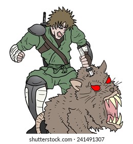 Samurai kill big rat