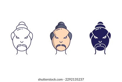 Samurai line and solid illustration icon