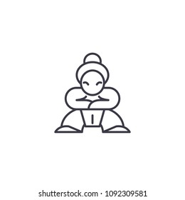 Samurai linear icon concept. Samurai line vector sign, symbol, illustration.