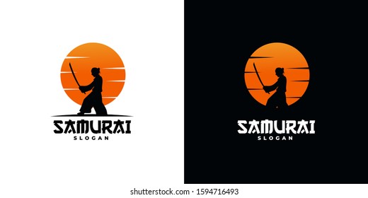 Samurai logo design element. ronin logo design template