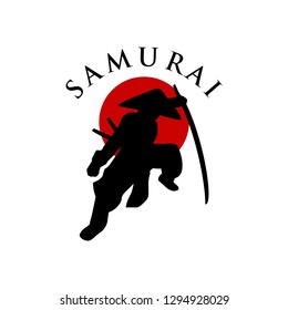 samurai logo design inspiration, Design element for logo, poster, card, banner, emblem, t shirt. Vector illustration