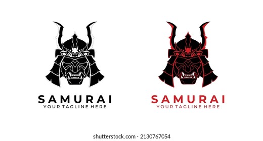 diseño del logotipo samurai diseño de arte vectorial moderno cara tecnología de la máquina robot icono estilo vintage