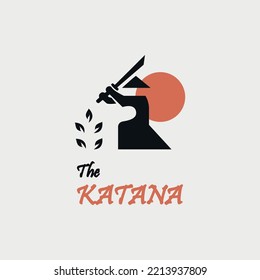 samurai logo design swinging a katana