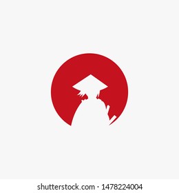 samurai logo design template. negative space abstract samurai logo.