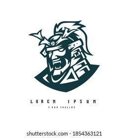 samurai logo design vector black and white version. modern illustration concept style for badge, emblem and t-shirt printing