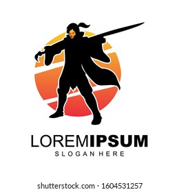 samurai logo design vector illustration