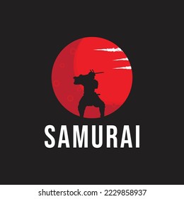 samurai logo design vector illustration symbol warrior character mascot japanese sword template