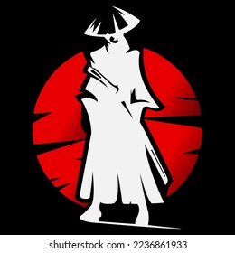 samurai logo design vector illustration symbol warrior character mascot japanese sword template.EPS 10