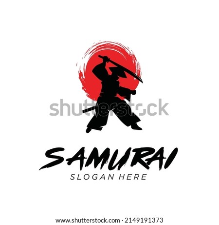 samurai logo design  vector illustration symbol warrior character mascot japanese sword template