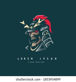 samurai logo design vector with modern illustration concept style for badge, emblem and t-shirt printing