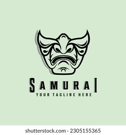 samurai logo line art vector illustration design creative nature minimalist monoline outline linear simple modern