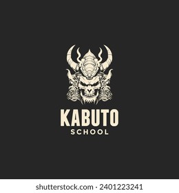 Samurai-Logo auf schwarzem Hintergrund. Vektorgrafik für T-Shirt, Website, Druck, Clipart und Poster