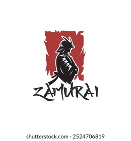 Logotipo do Samurai com fundo de pincelada vermelha