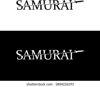 Samurai Logo Typogram Black and White