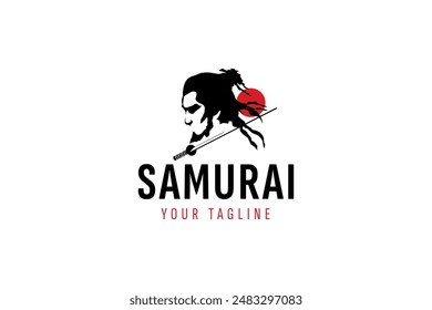 samurai logo vector icon illustration