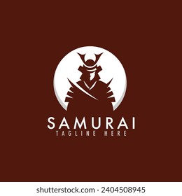 Samurai logo vector illustration. Japanese warrior mascot emblem for game team.