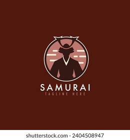 Samurai logo vector illustration. Japanese warrior mascot emblem for game team.