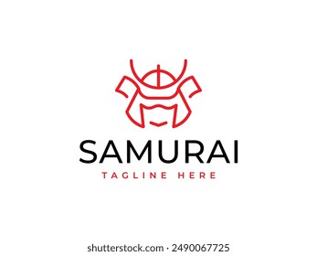 samurai logo vector illustration. samurai line art logo template