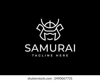 Ilustración vectorial del logotipo de samurai. línea de samurai arte logo Plantilla