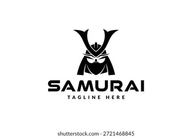 samurai logo vector illustration. samurai line art logo template
