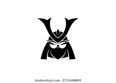 samurai logo vector illustration. samurai line art logo template