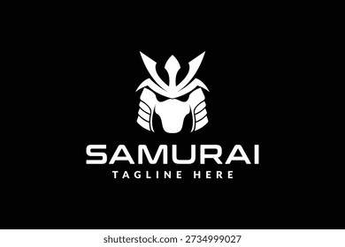 samurai logo vector illustration. samurai line art logo template