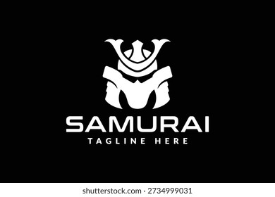 samurai logo vector illustration. samurai line art logo template