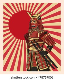 Samurai man cartoon design