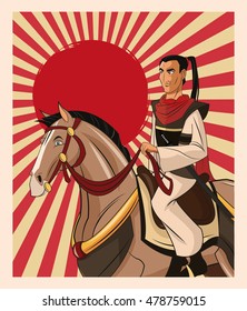 Samurai man cartoon design