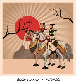 Samurai man cartoon design
