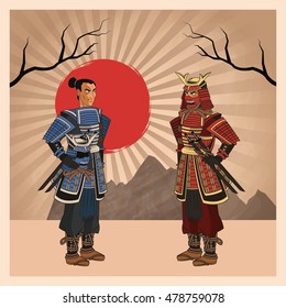 Samurai man cartoon design