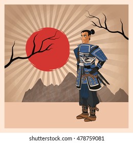 Samurai man cartoon design