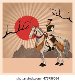 Samurai man cartoon design