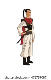 Samurai man cartoon design