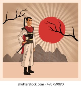 Samurai man cartoon design