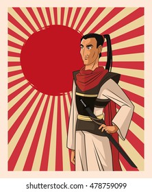 Samurai man cartoon design